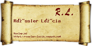 Rössler Lúcia névjegykártya